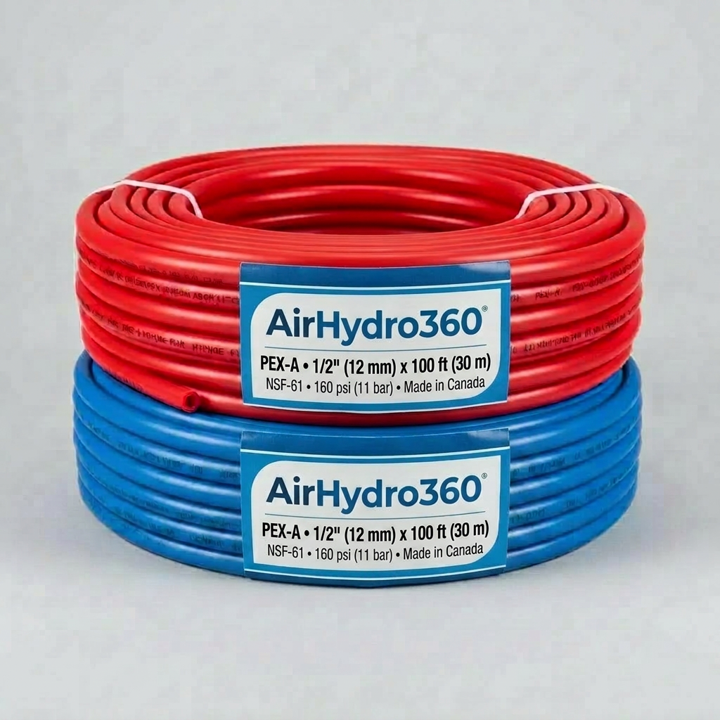 Rouleau de tubing PEX A ou B rouge et bleu certifié NSF-61 pour plomberie eau chaude et eau froide — AirHydro360